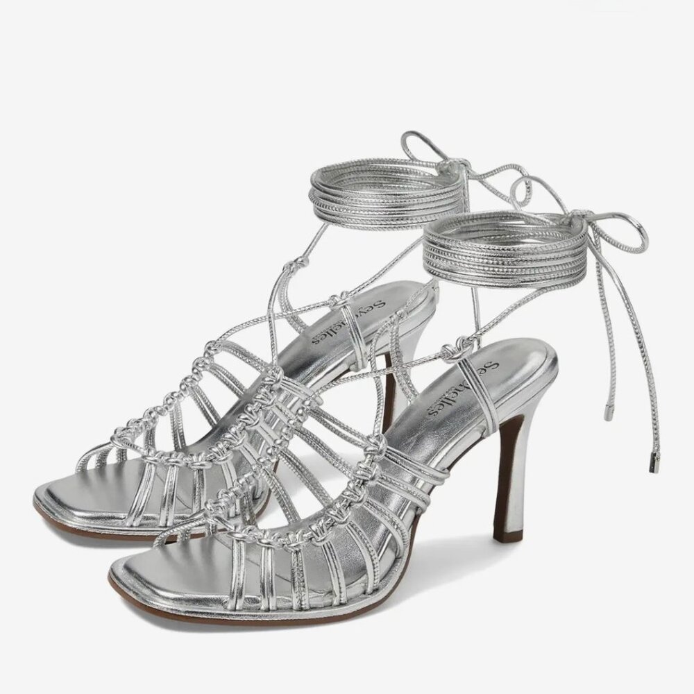 Seychelles Te Amo Silver High Heel Sandals NWOT